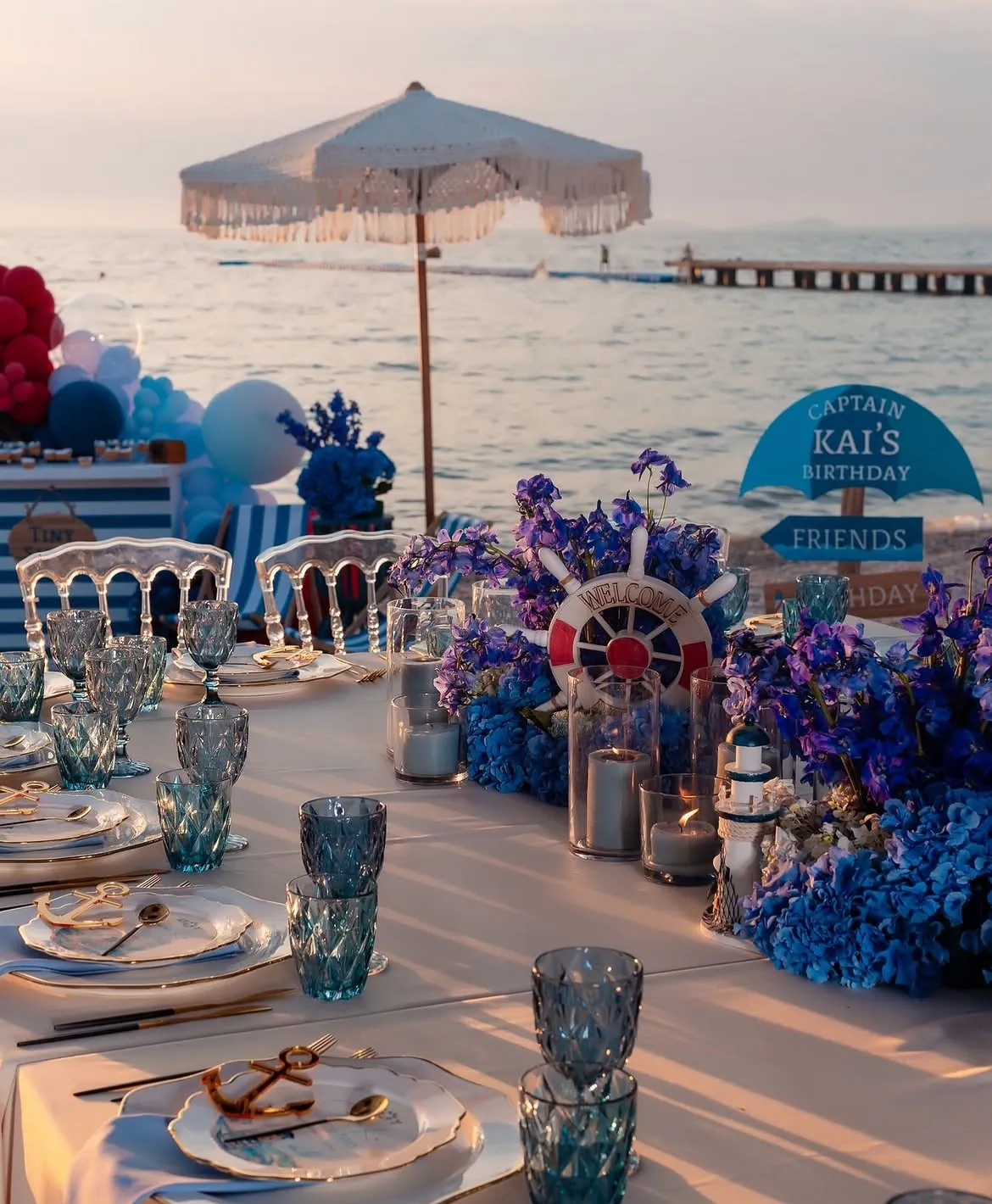 Birthday celebration set up by the sea at BOJO Resort, Vlorë coastline