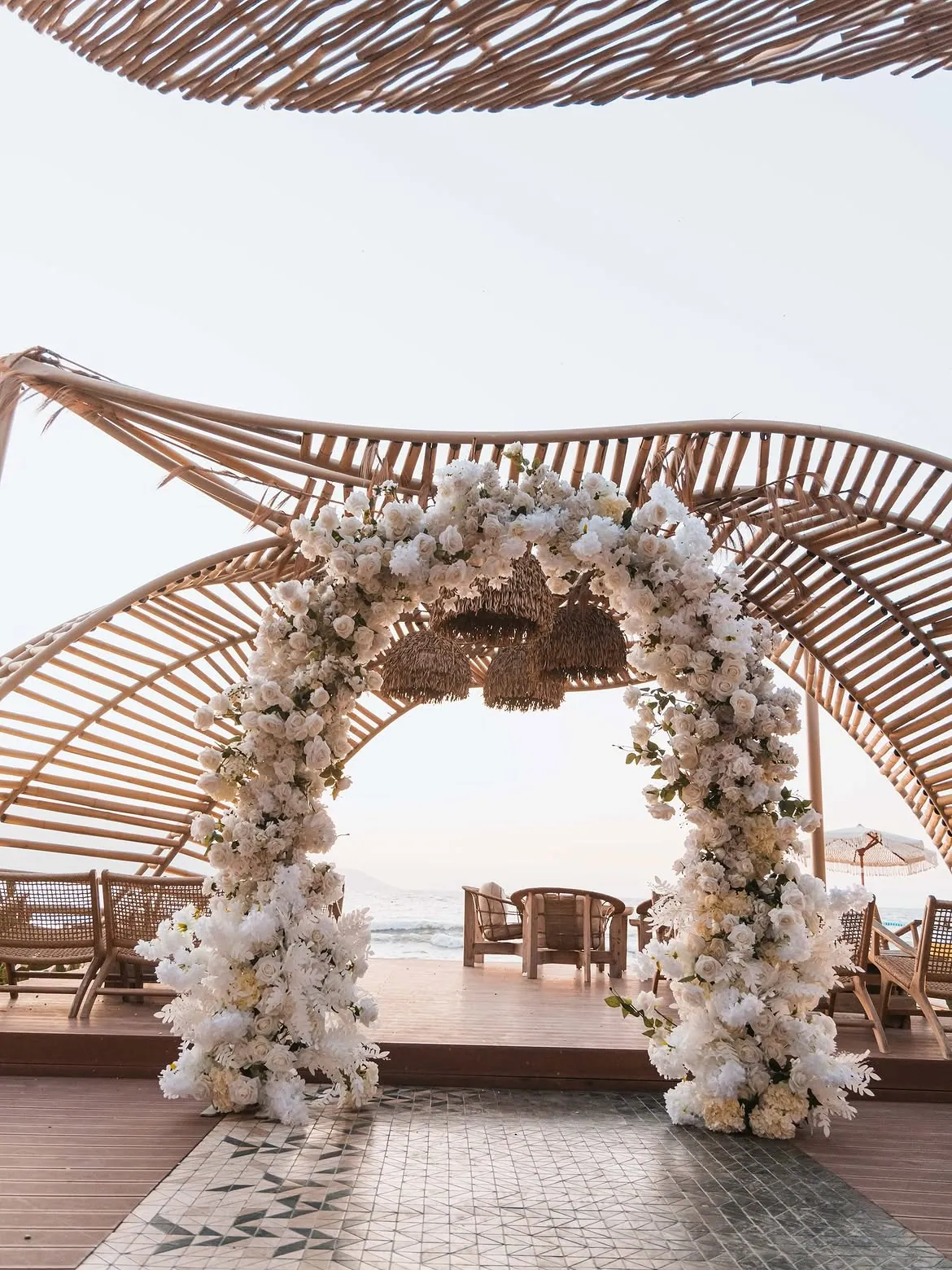 Wedding arch by the sea at BOJO Resort, Albanian Riviera
